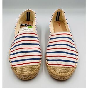 Joules Womens Shelbury Espadrilles Cream Stripe Blue Red Canvas Jute NWT Size 10